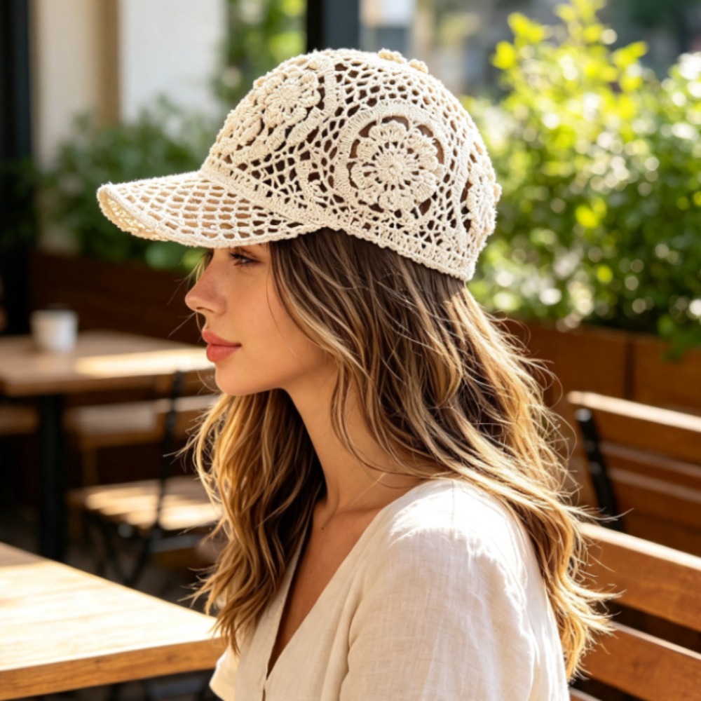 Hand Crochet Hollow Out Baseba - Baseball Cap Structured recension och pris